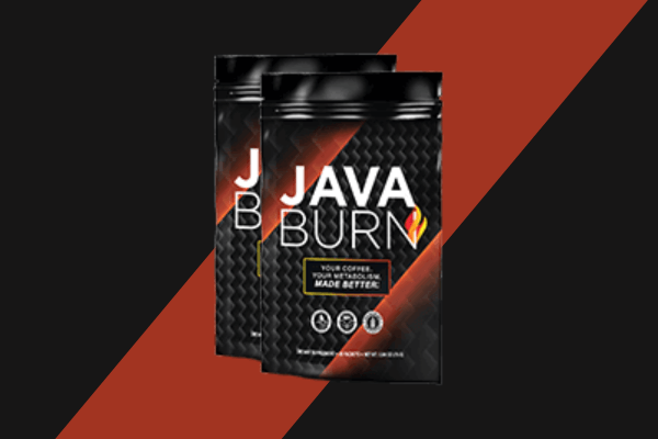 Two packs of Java Burn supplement, designed for enhancing metabolism and weight loss, set against a dark red and black background.